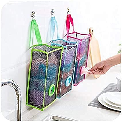 Giftock Wall Hanging Garbage Bags Recycle Breathable Storage Polythene Garbage Bags Kitchen Organizer Plastic Wall Mounted Rubbish Bag Container