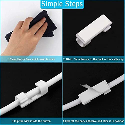 Giftock 16 PC Desktop Cable Organizer with Improved Stronger Adhesive Tape | Cable Manager, Wire Manager, Wire Clamp | Wire Clips for Cable for Wall, Wire Holder Clips Wall