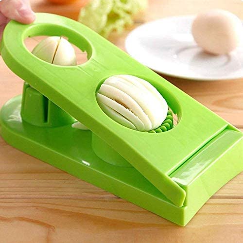 Giftock Egg Slicer 2 in 1 Boiled Egg Cutter with Stainless Steel Cutting Wire, Kitchen Cooking Tool (Pack of 1, Multi Color)