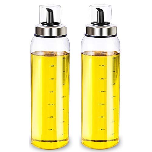 Giftock Oil Bottle Olive Dispenser for Cooking Lead-Free Glass Bottle for Drip Free Spout BBQ Salad Kitchen Baking Roasting Frying 300ml
