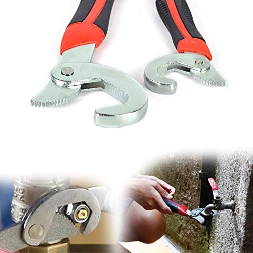 Giftock Snap 'n Grip C Shaped Bmesng1 Auto Adjustable Universal Wrench (Black and Red) -Pack of 2