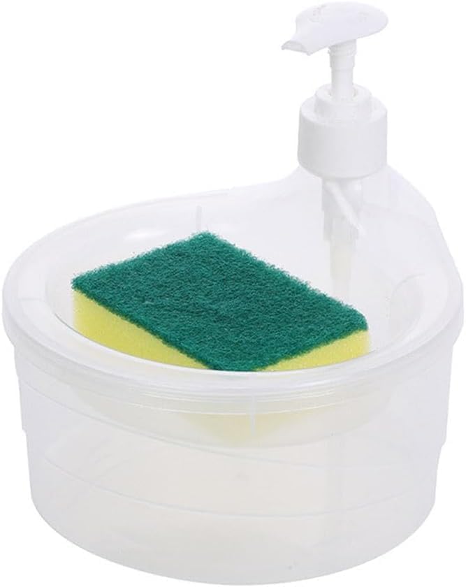Giftock 2 in 1 Soap Pump Dispenser for Dishwasher Liquid Soap Sponge Holder Free Sponge