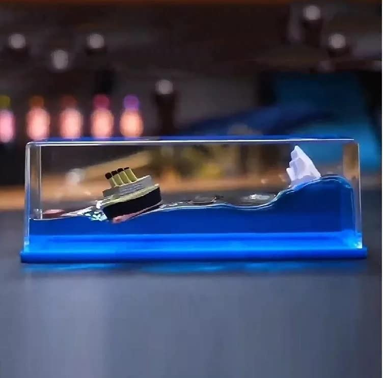 Giftock Liquid Wave Cruise Ship Decoration,Titanic,Cruise Ship That No Longer Sinks, for Car Dashboard Decorative Showpiece/Idol, Paperweight, Home Decor Decoration & Gifting Purpose (Titanic)
