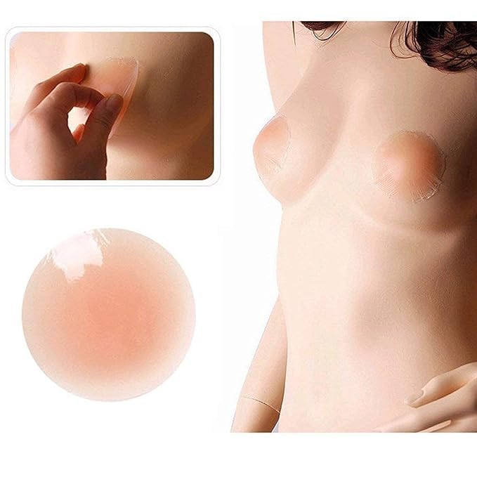 Giftock Silicone Invisible Nipple Covers Breast Pads Adhesive Reusable Pasties for Women Nude