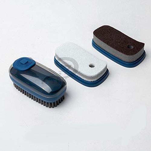 Giftock Adding Liquid Cleaner Brush | 3 in 1 Plastic Washing Pot Brush Kitchen Household Dish Cleaning Brush | Soft Wool Laundry Shoes Tile Cleaning Brush | Multipurpose Scrubber Brush (Multicolor)