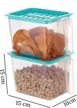 Giftock Multipurposes Fridge storage containers & jar Set Plastic Refrigerator Box with Handles and Unbreakable kitchen storage Vegetable, Food, Fruits Basket - 1000 ml (Pack of 6, Blue)