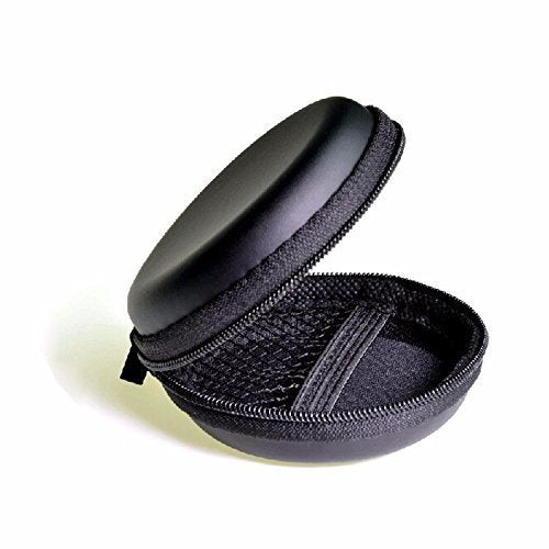 Giftock Round Zippered EVA Pouch for Earphone USB Cables Earbuds (Black) Pack of 1