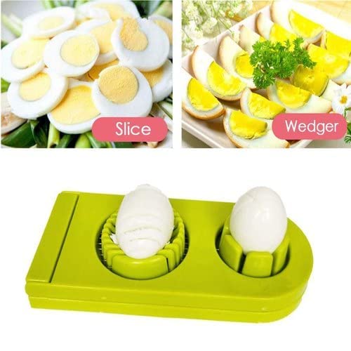 Giftock Egg Slicer 2 in 1 Boiled Egg Cutter with Stainless Steel Cutting Wire, Kitchen Cooking Tool (Pack of 1, Multi Color)