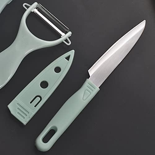 Giftock 3 in 1 Fruit Knife Sets Paring Knives Chopping Boards Fruits Peeler 3PCS Suits Kitchen Cooking Vegetable Ceramic Knife Tools