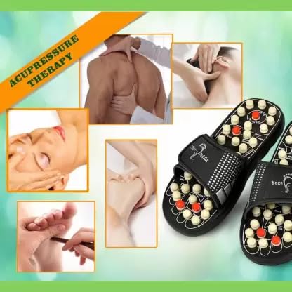 Giftock Spring Acupressure Magnetic Therapy Sandals |Yoga Paduka Acupressure Foot Relaxer| Foot Massager Slipper| Rotating Acupressure Foot Slippers for Men & Women (6 UK)