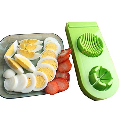Giftock Egg Slicer 2 in 1 Boiled Egg Cutter with Stainless Steel Cutting Wire, Kitchen Cooking Tool (Pack of 1, Multi Color)