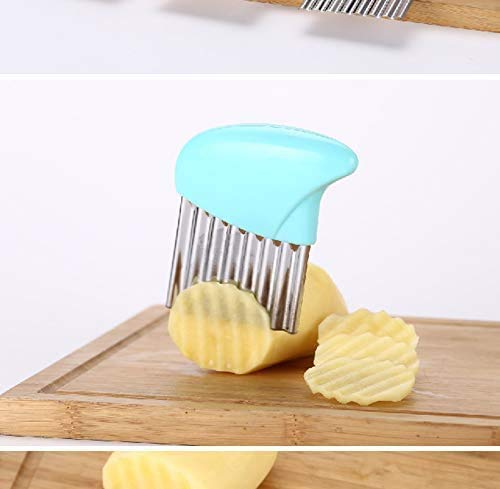 Giftock Potato Cutter Stainless Steel Crinkle Cutter Potato Chips Cutter - Wave Blade Cutter | Fries Slicer Potato Cutter for Chips, Vegetable, Carrot, Onion, Cucumber | 11 X 8 X 1 cm | Multi
