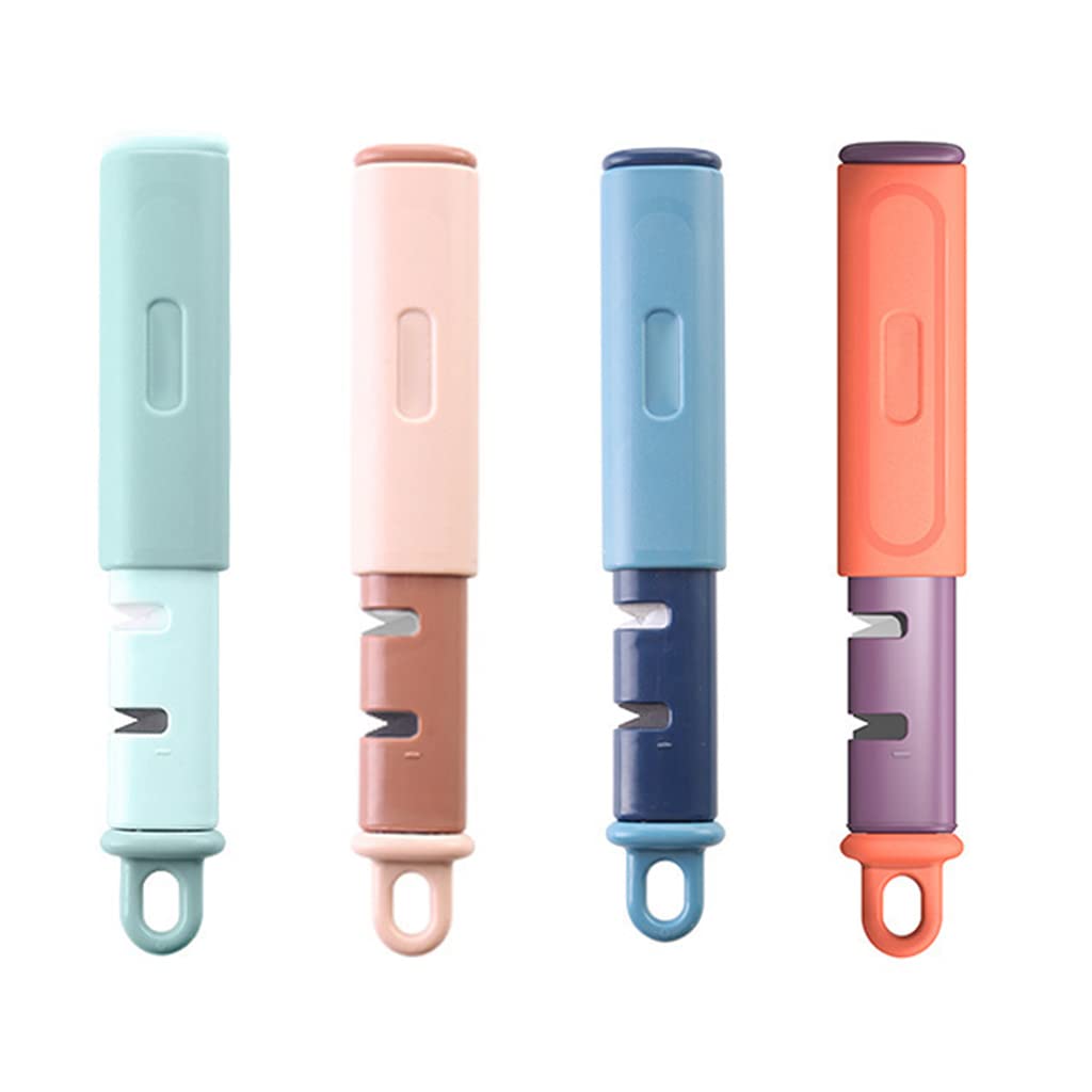 Giftock 2 in 1 Vegetable Peeler Knife Sharpener Serrated Peeler Stainless Steel Veggie Fruit Potato Peeler for Hard Skinned Carrot Potatoes Cucumber Kitchen (Blue)