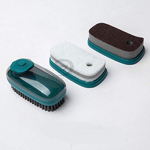 Giftock Adding Liquid Cleaner Brush | 3 in 1 Plastic Washing Pot Brush Kitchen Household Dish Cleaning Brush | Soft Wool Laundry Shoes Tile Cleaning Brush | Multipurpose Scrubber Brush (Multicolor)