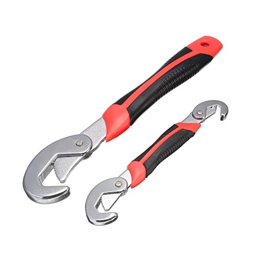 Giftock Snap 'n Grip C Shaped Bmesng1 Auto Adjustable Universal Wrench (Black and Red) -Pack of 2