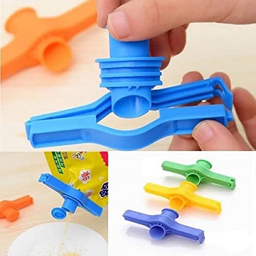 Giftock 2 Pcs Food Bag Sealing Clip Multi functional Food Preservation Seal Clip with Large Discharge Nozzle (Multi color)