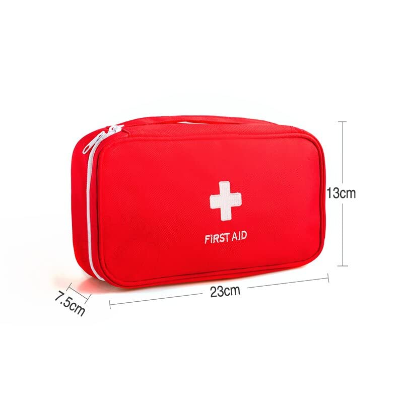 Giftock Travel Medicine Pouch Emergency First Aid Kit Box Organizer with Medicine-Pocket Empty Bag for Travelling Car, Home, Office (Red)