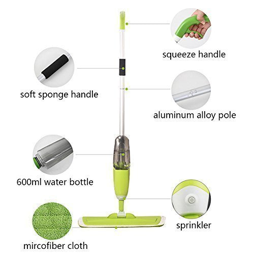 Giftock Healthy Spray Mop - Floor Mop with Removable Washable Cleaning Pad and Integrated Water Spray Mechanism (Random Color)