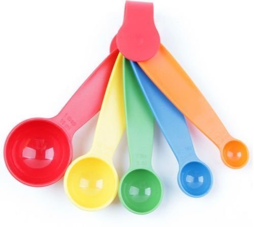 Giftock Measurement Spoons Set of 5 for Kitchen and home use Teaspoons Tablespoons multcolor Plastic