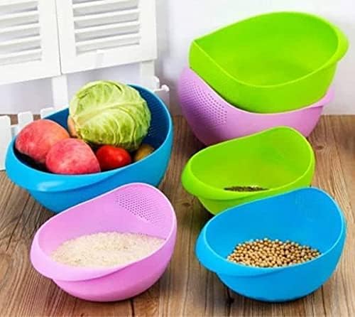 Giftock Rice Bowl Pulses, Fruits, Vegetable, Noodles, Pasta, Washing Bowl & Strainer (multi color, 1pc)