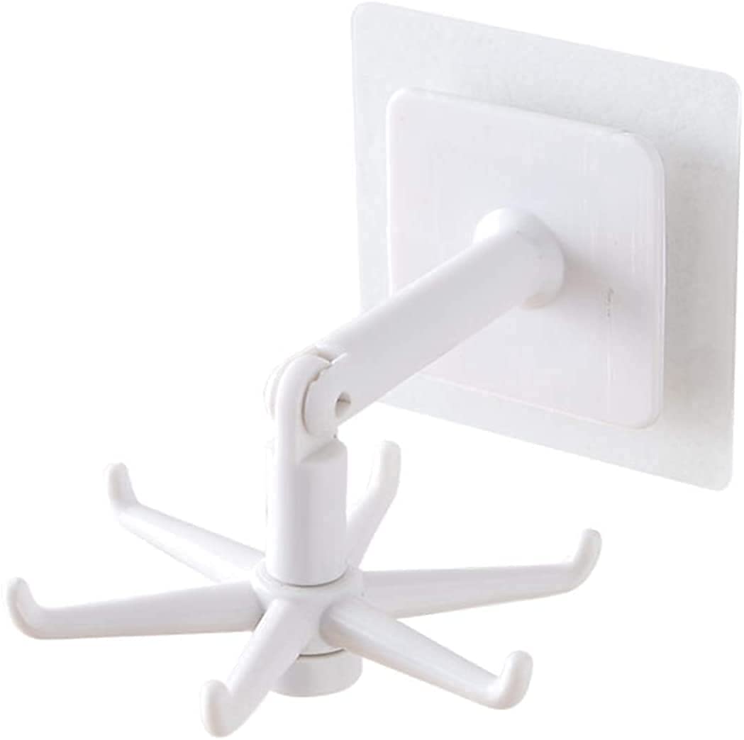 Giftock Kitchen Hook Rotating 360 Degree Bathroom self Adhesive Home Wall Hanging Hanger Hooks Utility Office Sticker Heavy Folding(1PIC)