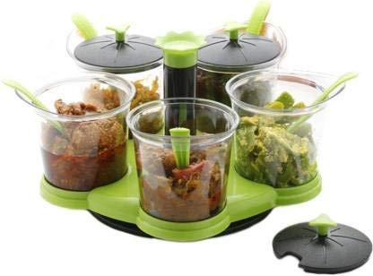 Giftock Plastic Multi Purpose Dining Set/Masala Container of 5 Spice Rack (Multicolored)