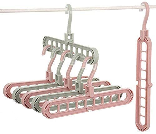 Giftock New Foldable_ Hanger Multi- Function Storage Rack Magic Rotating Anti- Skid Folding Drying Rack Portable Hanging Household Wet and Dry Clothes Hanger Closet Hook (Pack of 5)