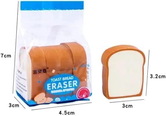 AAHAN STATIONERS Super Cute 3D Toast Bread Shape Erasers Stationery for Kids School Boys Girls Birthday Return Gifts Pack of 4(16 ERASERS)