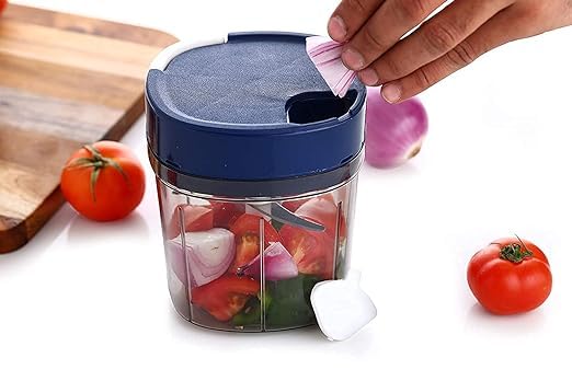 Giftock Kitchen 2 in 1 Vegetable & Dry Fruit Quick & Efficient Square Handy Chopper (650 ml) (Multicolor)