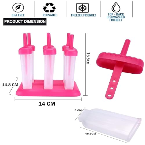 Giftock Ice Candy Moulds for Freezer Ice Pop Makers Plastic Reusable Kulfi Mould Set for Children and Adults- 100% Food Grade (Design -1)