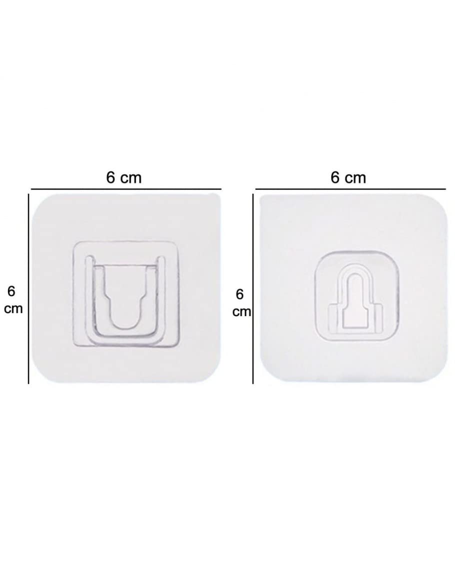 Giftock Self Adhesive Double Side (Male/Female) Plastic Waterproof Wall Hooks Magic Transparent Sticker for 10 kg Max Pack of 10