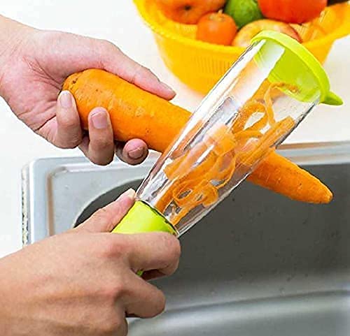 Giftock Vegetable Peeler with Container, Fruit Peeler with Container, Smart Stainless Steel Peeler with ABS Container (Pack of 1, Color: Multicolor)