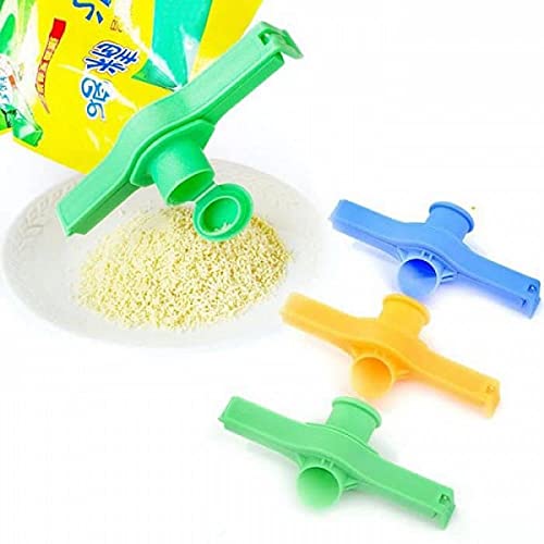 Giftock 2 Pcs Food Bag Sealing Clip Multi functional Food Preservation Seal Clip with Large Discharge Nozzle (Multi color)