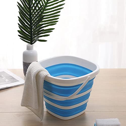 Giftock 10L Collapsible Bucket Portable Folding Bucket Lid Silicone Car Washing Bucket Children Outdoor Fishing Travel Home Storage