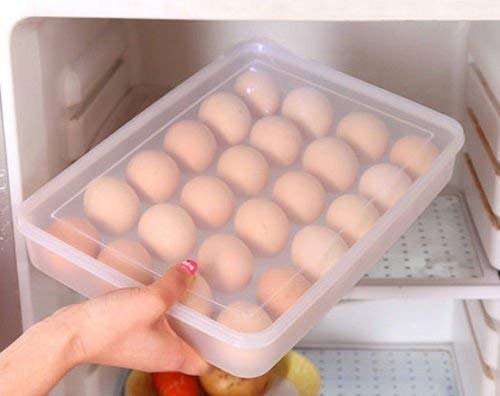 Giftock Plastic Egg Storage Box Single Layer 24 Grids with Lid Egg Basket Tray Useful for Home, Kitchen & Poultry (Multicolor) (1Pcs)
