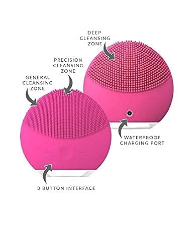 Giftock Forever Lina Dual-sided mini Smart Silicone Electric Facial Cleansing Device, Rechargeable, Multicolor