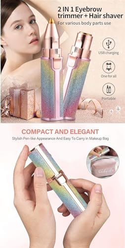 Giftock Eyebrow Hair Removal USB Rechargeble Pain Less Flawless Machine for Women & Men - Face, Chin, Cheek, Eyebrow, Upper Lip Hair Remover for Women - Lipstick Shaped (Eyebrow Trimmer)