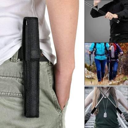 Giftock Personal Stick Safety for Men and Women with Nylon Bag Cover Professional Multitool Comfotable Grip Foldable Stick (Silver Black)