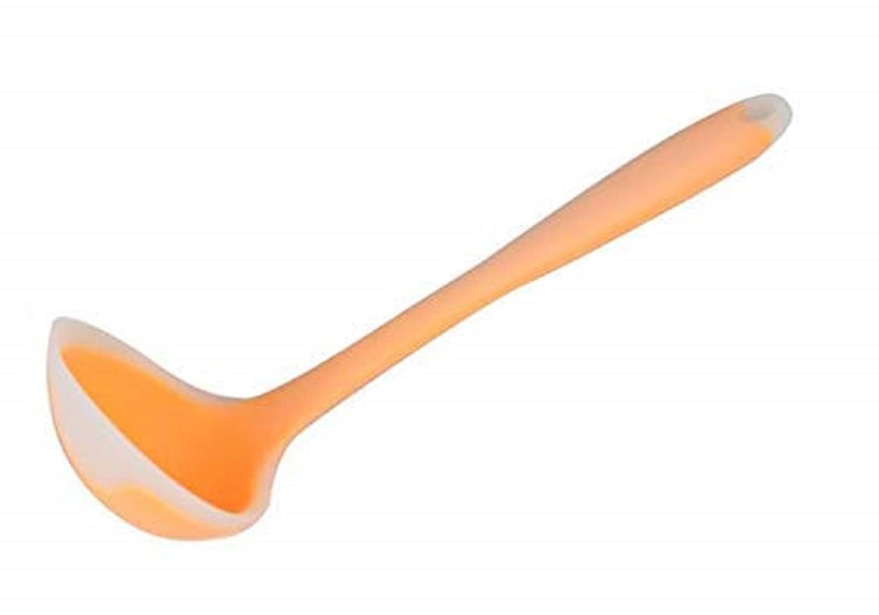 Giftock Silicone Spoone - Non-Stick Ladle Soup Spoon & Silicone Handle Effortless Cooking with Heat Resistant Baking Tool Rice Serving Dining Table Utensils Salad Cooking Tools (Pack of 1)