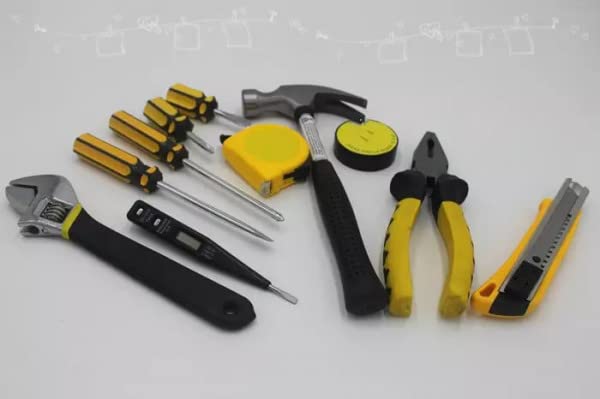 Giftock Home Tool Kit Set, Mechanic Car Motor Bike Repair Daily Maintenance, Household DIY Tool Box with Tools Included, Hammer Pliers Screwdrivers Basic Hand Tool Sets (12 PCS)