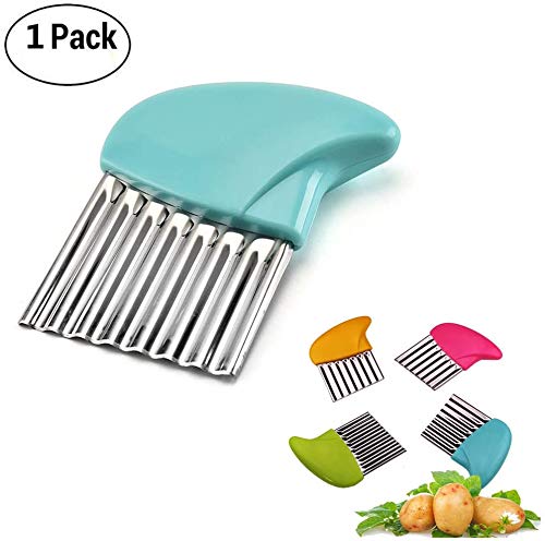 Giftock Potato Cutter Stainless Steel Crinkle Cutter Potato Chips Cutter - Wave Blade Cutter | Fries Slicer Potato Cutter for Chips, Vegetable, Carrot, Onion, Cucumber | 11 X 8 X 1 cm | Multi