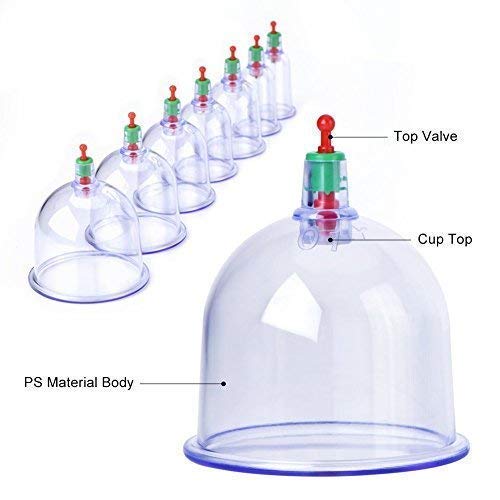 Giftock 12 Pcs Massage Cans Cups Vacuum Cupping Kit Pull Out Vacuum Apparatus Therapy Relax Massager Body Suction Pumps Hijama Cupping Kit Set