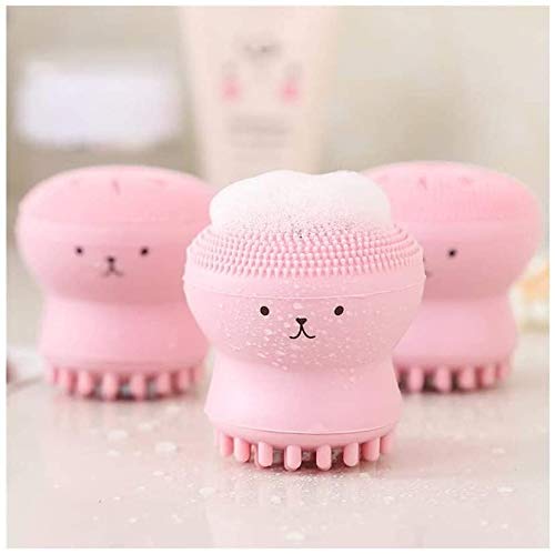 Giftock Octopus Design Silicone Facial Cleansing Brush Face Exfoliator Massager Beauty Tool All in One Deep Pore Cleansing Sponge & Brush, For Exfoliating, Massage, Cleansing Soft Brush (pink)