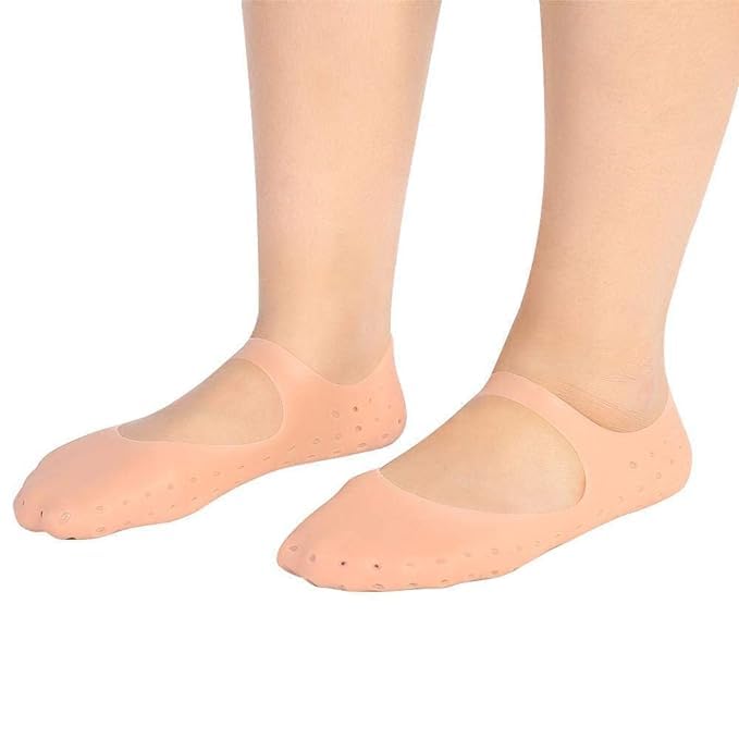 Giftock  New Silicone Full Heel Socks Silicone Full Size Socks, Foot Moisturizing Socks Anti Cracking Care Socks for Dry Feet Cracked Heel Repair Heel(1 Pair)