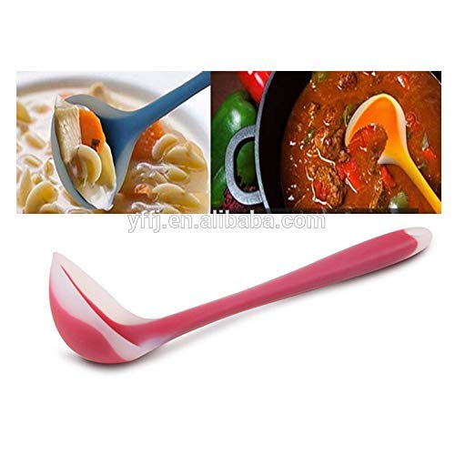 Giftock Silicone Spoone - Non-Stick Ladle Soup Spoon & Silicone Handle Effortless Cooking with Heat Resistant Baking Tool Rice Serving Dining Table Utensils Salad Cooking Tools (Pack of 1)
