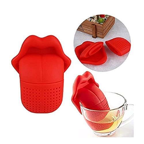 Giftock Lips Tongue Designed Silicone Tea Infusers Tea Barware Food Grade Strainer, Tongue Tea Infuser - Premium 100% Food Grade Silicone, Dishwasher Safe.(Color Red)