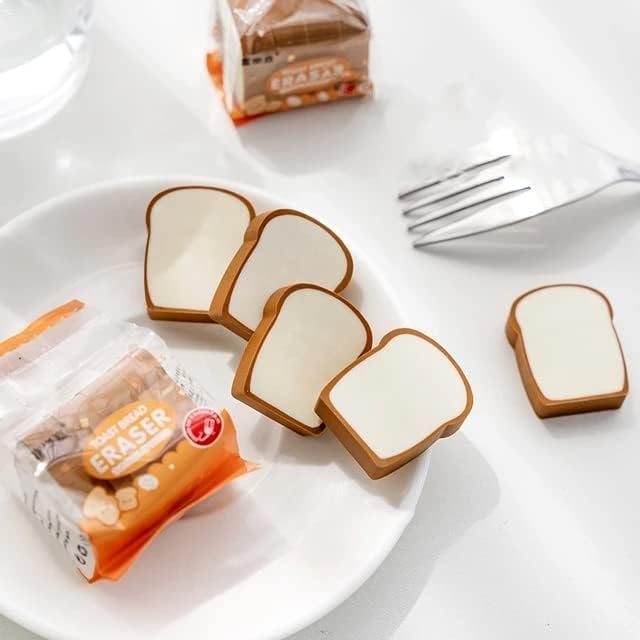 AAHAN STATIONERS Super Cute 3D Toast Bread Shape Erasers Stationery for Kids School Boys Girls Birthday Return Gifts Pack of 4(16 ERASERS)