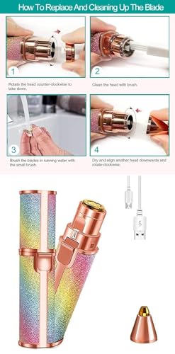 Giftock Eyebrow Hair Removal USB Rechargeble Pain Less Flawless Machine for Women & Men - Face, Chin, Cheek, Eyebrow, Upper Lip Hair Remover for Women - Lipstick Shaped (Eyebrow Trimmer)