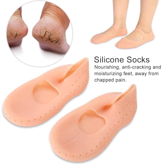 Giftock  New Silicone Full Heel Socks Silicone Full Size Socks, Foot Moisturizing Socks Anti Cracking Care Socks for Dry Feet Cracked Heel Repair Heel(1 Pair)