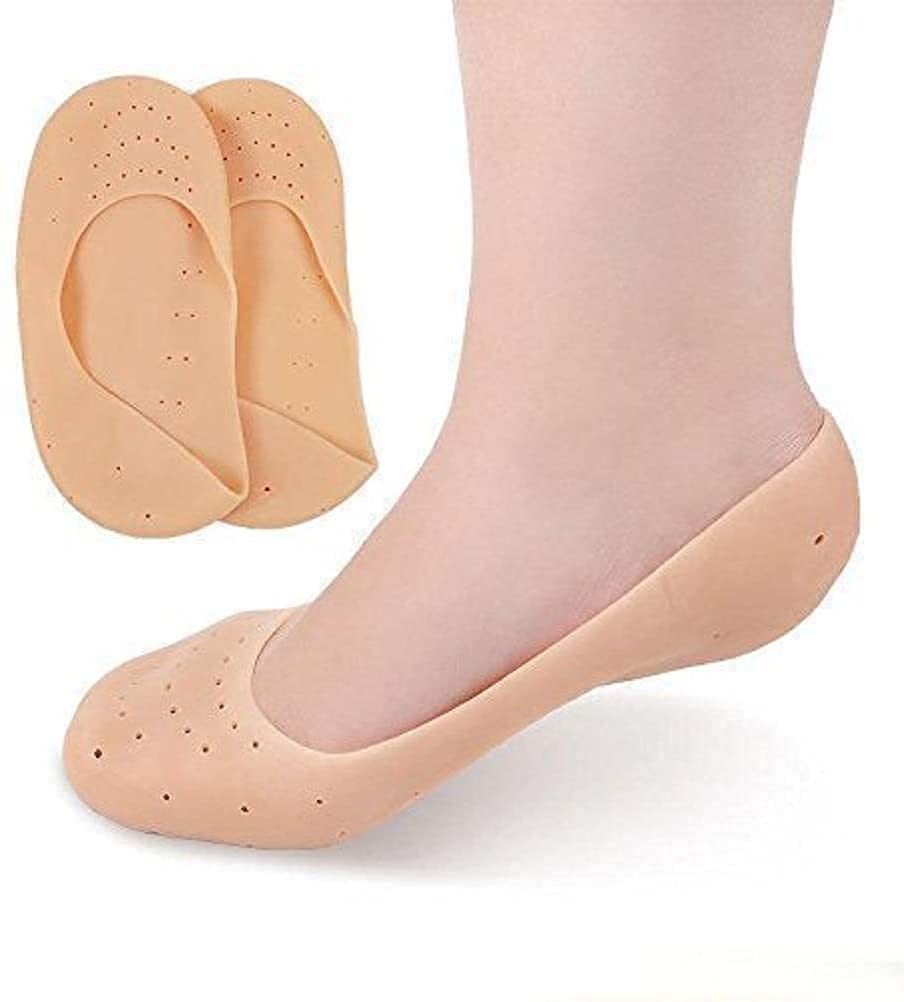 Giftock Anti Crack Full Length Silicone Gel Foot Protector Moisturizing Socks for Foot-Care and Heel Cracks Socks for Cracked Feet, Heel Pad for Heel Pain Relief Men And Women (Beige, Free Size)